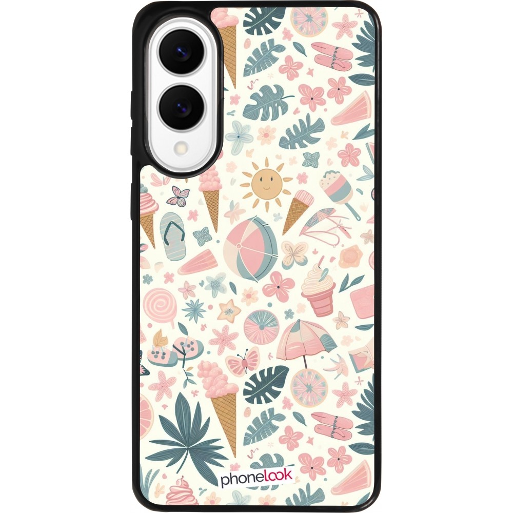 Samsung Galaxy S25 Edge Case Hülle - Silikon schwarz Sommer Pink Muster