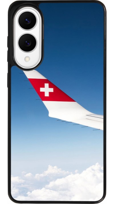 Coque Samsung Galaxy S25 Edge - Silicone rigide noir Fête Nationale Suisse Sky Swiss Flag