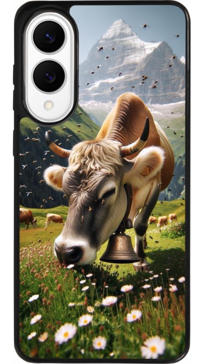 Coque Samsung Galaxy S25 Edge - Silicone rigide noir Vache montagne Valais