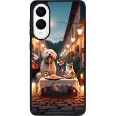 Samsung Galaxy S25 Edge Case Hülle - Silikon schwarz Valentin 2024 Hund & Katze Kerzenlicht
