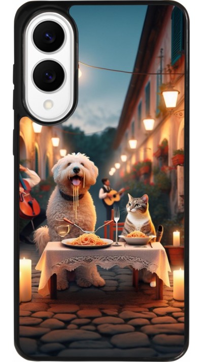 Coque Samsung Galaxy S25 Edge - Silicone rigide noir Valentine 2024 Dog & Cat Candlelight