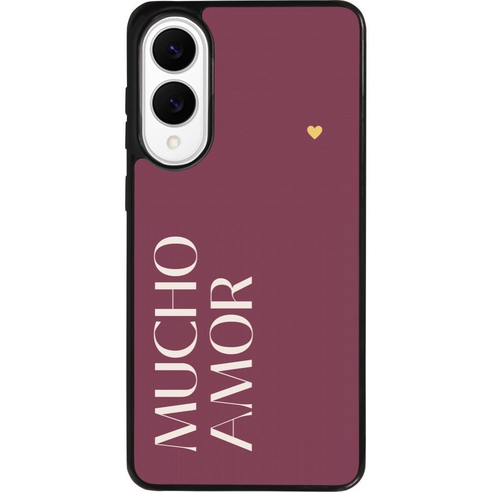 Coque Samsung Galaxy S25 Edge - Silicone rigide noir Valentine 2024 mucho amor rosado