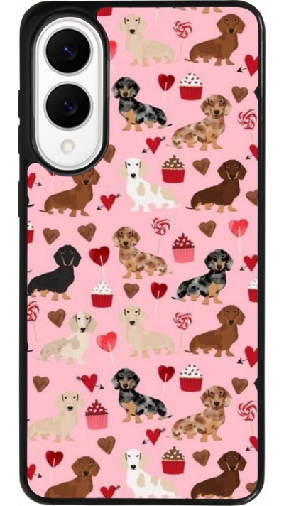 Coque Samsung Galaxy S25 Edge - Silicone rigide noir Valentine 2024 puppy love