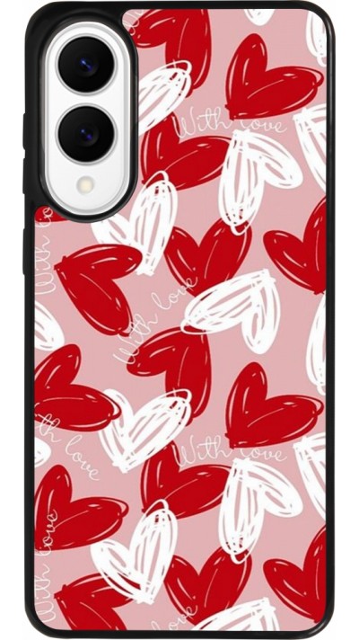 Coque Samsung Galaxy S25 Edge - Silicone rigide noir Valentine 2024 with love heart
