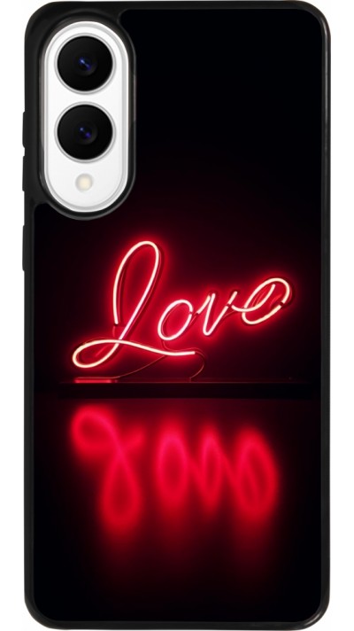 Coque Samsung Galaxy S25 Edge - Silicone rigide noir Valentine 2025 Neon Love