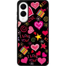 Coque Samsung Galaxy S25 Edge - Silicone rigide noir Valentine 2023 love symbols