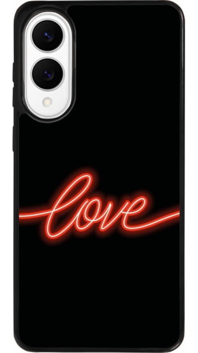 Coque Samsung Galaxy S25 Edge - Silicone rigide noir Valentine 2023 neon love