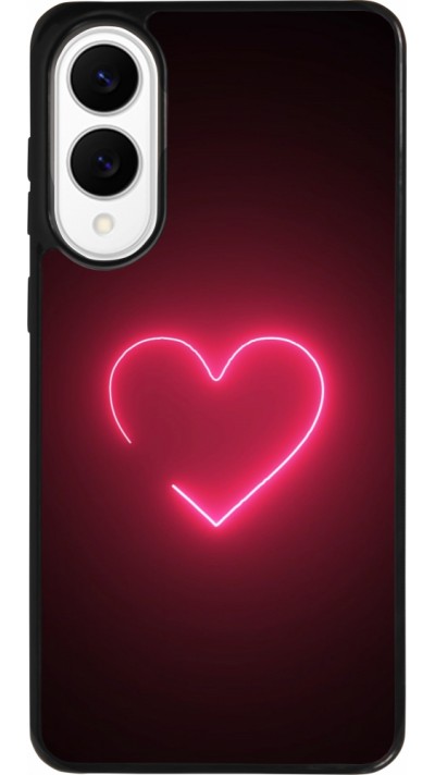 Coque Samsung Galaxy S25 Edge - Silicone rigide noir Valentine 2023 single neon heart
