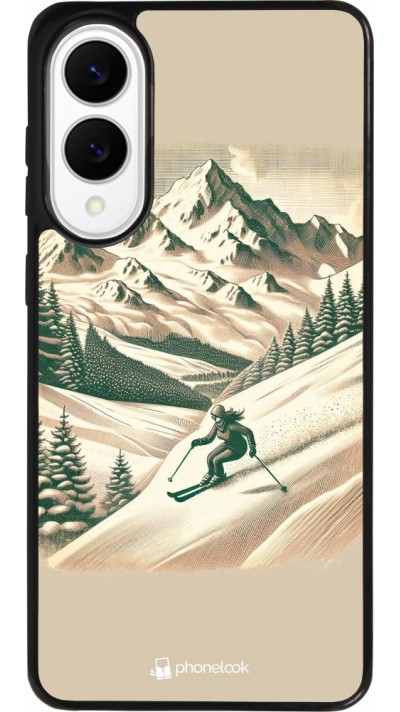 Coque Samsung Galaxy S25 Edge - Silicone rigide noir Vintage Ski Mountain