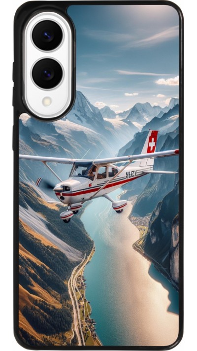 Coque Samsung Galaxy S25 Edge - Silicone rigide noir Vol Alpin Suisse