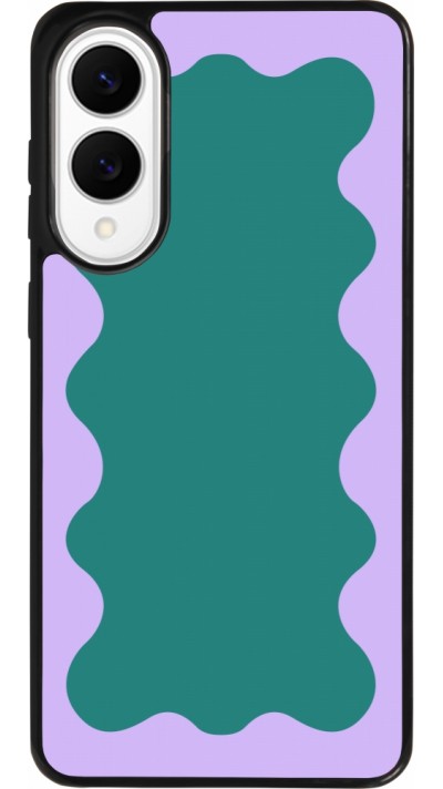 Coque Samsung Galaxy S25 Edge - Silicone rigide noir Wavy Rectangle Green Purple