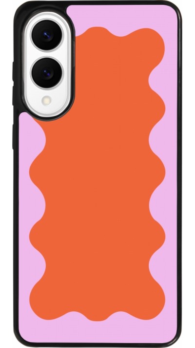 Coque Samsung Galaxy S25 Edge - Silicone rigide noir Wavy Rectangle Orange Pink