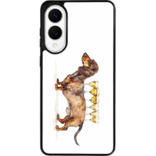 Coque Samsung Galaxy S25 Edge - Silicone rigide noir Wine Teckel