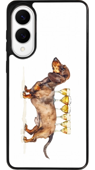 Coque Samsung Galaxy S25 Edge - Silicone rigide noir Wine Teckel