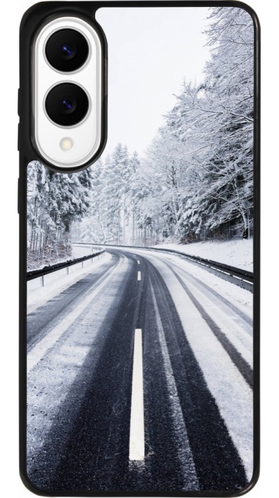 Coque Samsung Galaxy S25 Edge - Silicone rigide noir Winter 22 Snowy Road