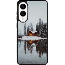 Coque Samsung Galaxy S25 Edge - Silicone rigide noir Winter 25 Winter house forest afternoon