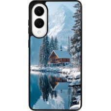 Coque Samsung Galaxy S25 Edge - Silicone rigide noir Winter 25 Winter house forest day