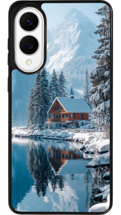 Coque Samsung Galaxy S25 Edge - Silicone rigide noir Winter 25 Winter house forest day