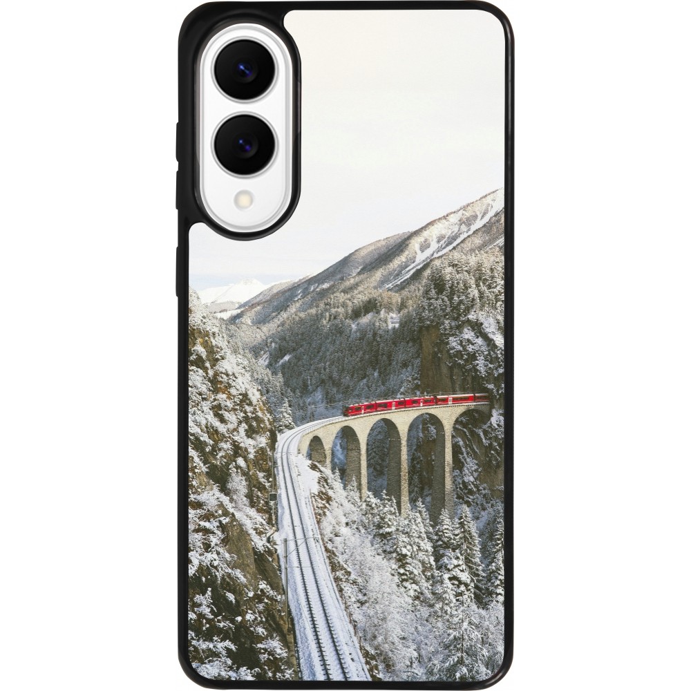 Coque Samsung Galaxy S25 Edge - Silicone rigide noir Winter 25 Winter polar express