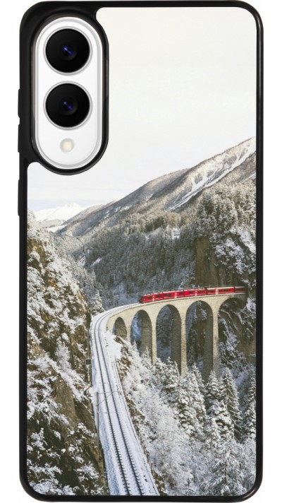 Coque Samsung Galaxy S25 Edge - Silicone rigide noir Winter 25 Winter polar express