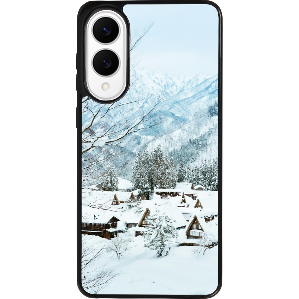 Coque Samsung Galaxy S25 Edge - Silicone rigide noir Winter 25 Winter snowy landscape