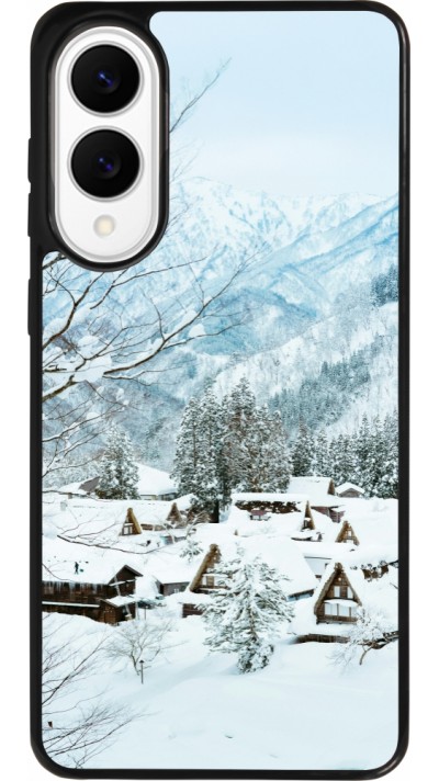Coque Samsung Galaxy S25 Edge - Silicone rigide noir Winter 25 Winter snowy landscape