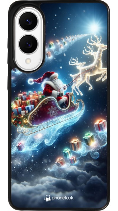 Coque Samsung Galaxy S25 Edge - Silicone rigide noir Noël 2023 Père Noël enchanté
