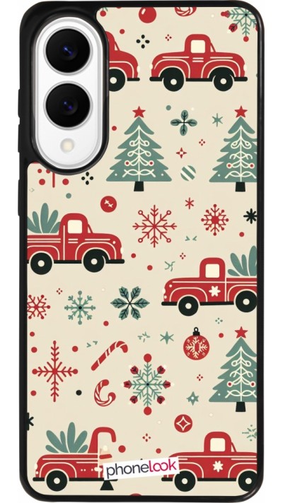 Coque Samsung Galaxy S25 Edge - Silicone rigide noir Noël 2024 Camion Sapin