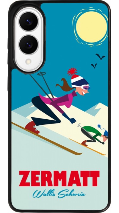 Coque Samsung Galaxy S25 Edge - Silicone rigide noir Zermatt Ski Downhill