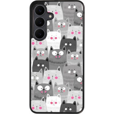 Coque Samsung Galaxy S25 FE - Silicone rigide noir Chats gris troupeau