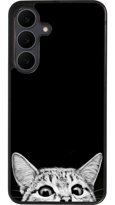 Coque Samsung Galaxy S25 FE - Silicone rigide noir Cat Looking Up Black