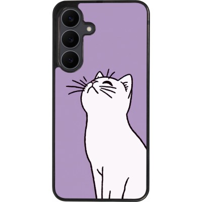 Coque Samsung Galaxy S25 FE - Silicone rigide noir Chat sur fond violet