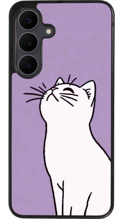 Coque Samsung Galaxy S25 FE - Silicone rigide noir Chat sur fond violet