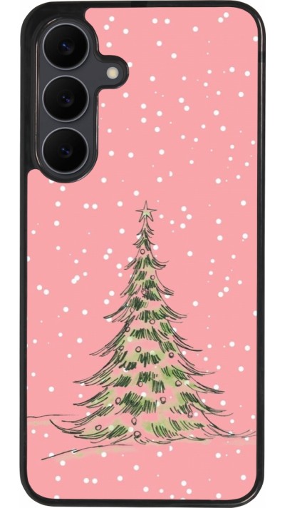 Coque Samsung Galaxy S25 FE - Silicone rigide noir Christmas 25 Pink Tree