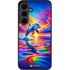 Samsung Galaxy S25 FE Case Hülle - Silikon schwarz Glücklicher Regenbogen-Delfin