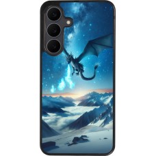 Coque Samsung Galaxy S25 FE - Silicone rigide noir Dragon nocturne montagne
