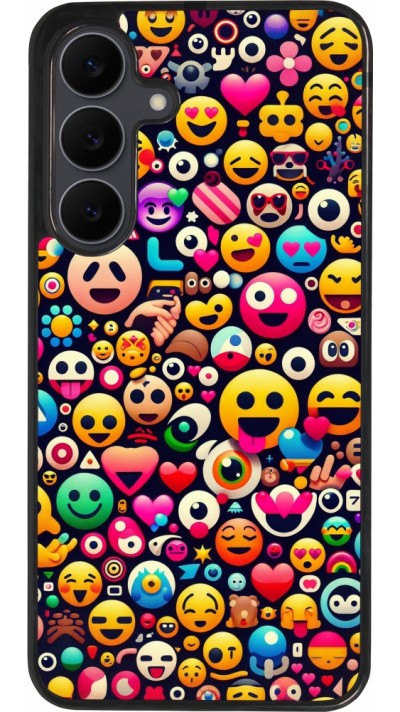Coque Samsung Galaxy S25 FE - Silicone rigide noir Emoji Mix Color
