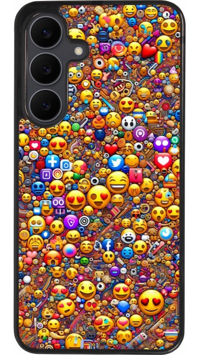 Coque Samsung Galaxy S25 FE - Silicone rigide noir Emoji mixed