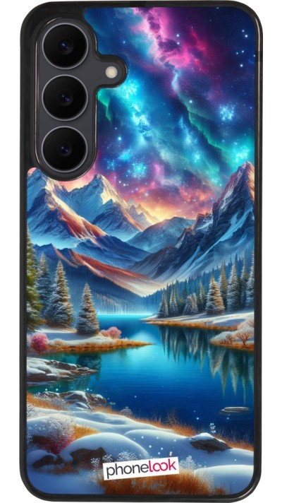 Coque Samsung Galaxy S25 FE - Silicone rigide noir Fantasy Mountain Lake Sky Stars