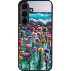 Coque Samsung Galaxy S25 FE - Silicone rigide noir Flower sea waves