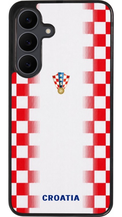 Coque Samsung Galaxy S25 FE - Silicone rigide noir Maillot de football Croatie 2026 personnalisable