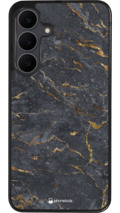 Coque Samsung Galaxy S25 FE - Silicone rigide noir Grey Gold Marble