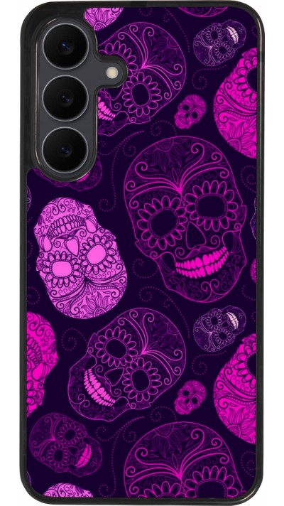 Coque Samsung Galaxy S25 FE - Silicone rigide noir Halloween 2023 pink skulls