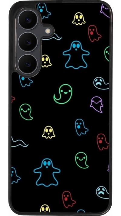 Coque Samsung Galaxy S25 FE - Silicone rigide noir Halloween 2024 colorful ghosts