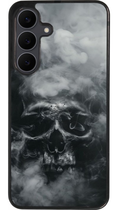 Coque Samsung Galaxy S25 FE - Silicone rigide noir Halloween 2024 smoky skull