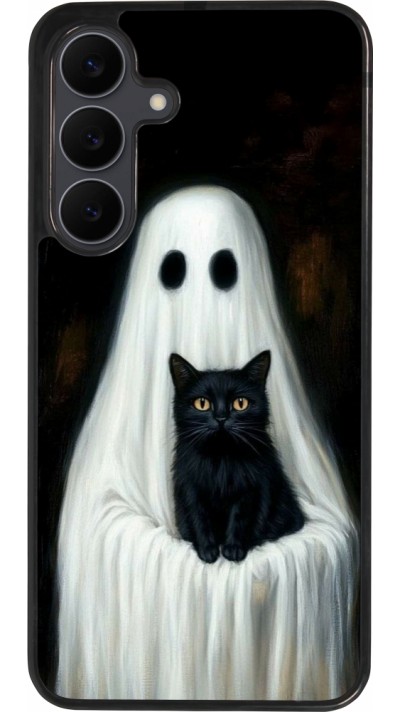 Coque Samsung Galaxy S25 FE - Silicone rigide noir Halloween 2025 Ghost with black cat