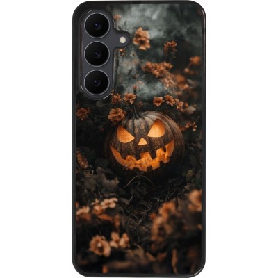Coque Samsung Galaxy S25 FE - Silicone rigide noir Halloween 2025 Pumpkin with flowers