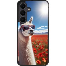 Coque Samsung Galaxy S25 FE - Silicone rigide noir Lama Chic en Coquelicot