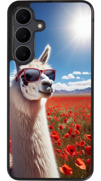 Samsung Galaxy S25 FE Case Hülle - Silikon schwarz Lama Chic in Mohnblume