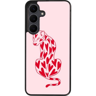 Coque Samsung Galaxy S25 FE - Silicone rigide noir Leopard with hearts 2026